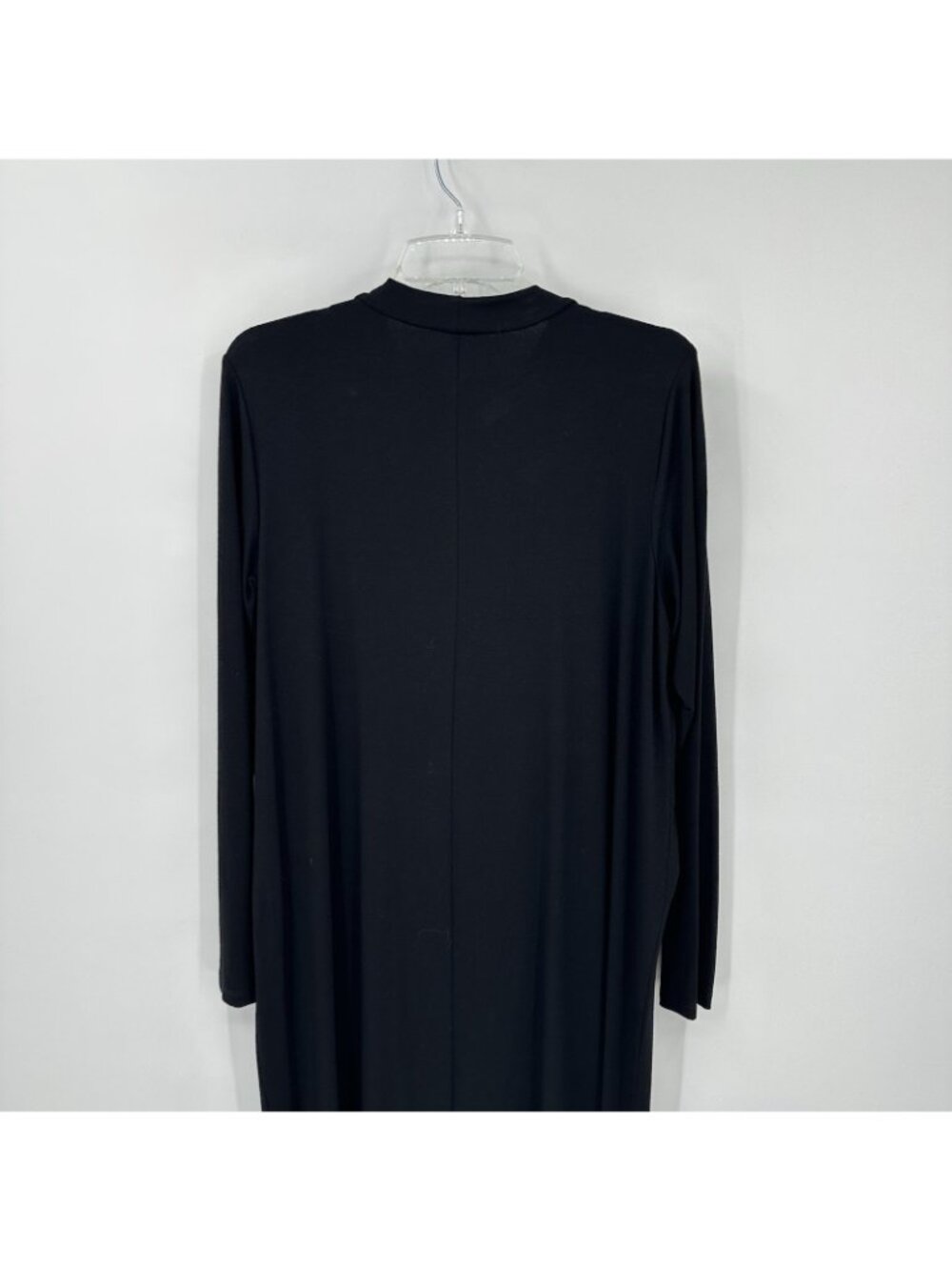EILEEN FISHER MIDI DRESS long sleeve black LARGE minimalist knit coastal grandma - Picture 7 of 10